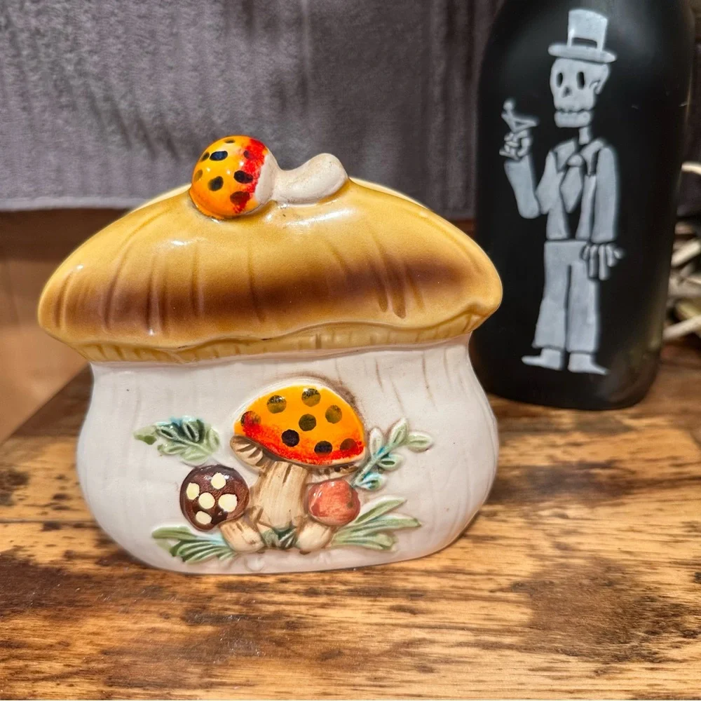 Vtg 1970s Sears Merry Mushrooms Napkin Holder
